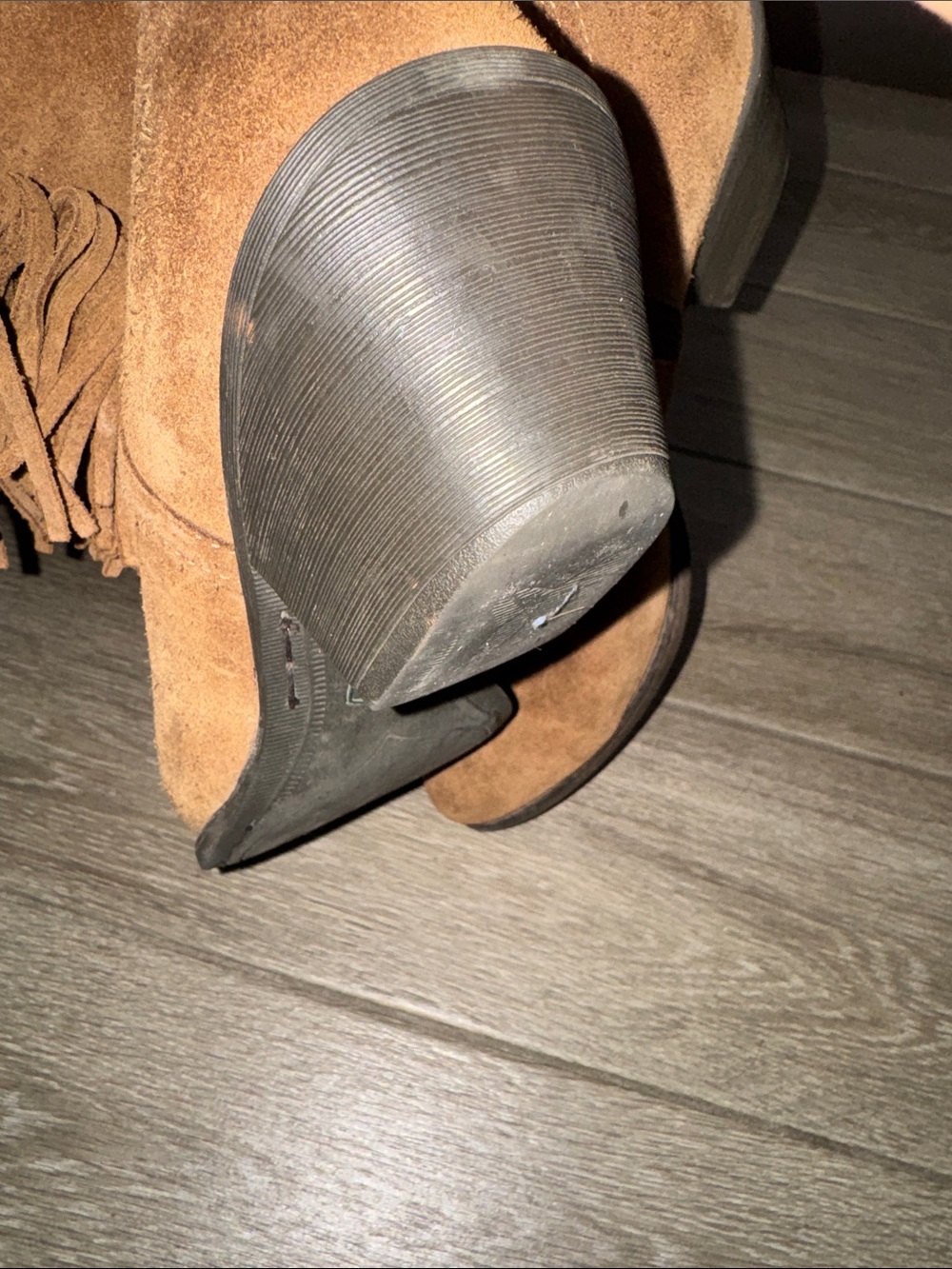 Ariat Brown Suede Fringe Ankle Booties - Picture 5 of 5